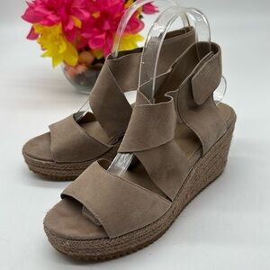 Eileen Fisher Tan Leather Espadrille Sandals Size 6.5 MCW7218B